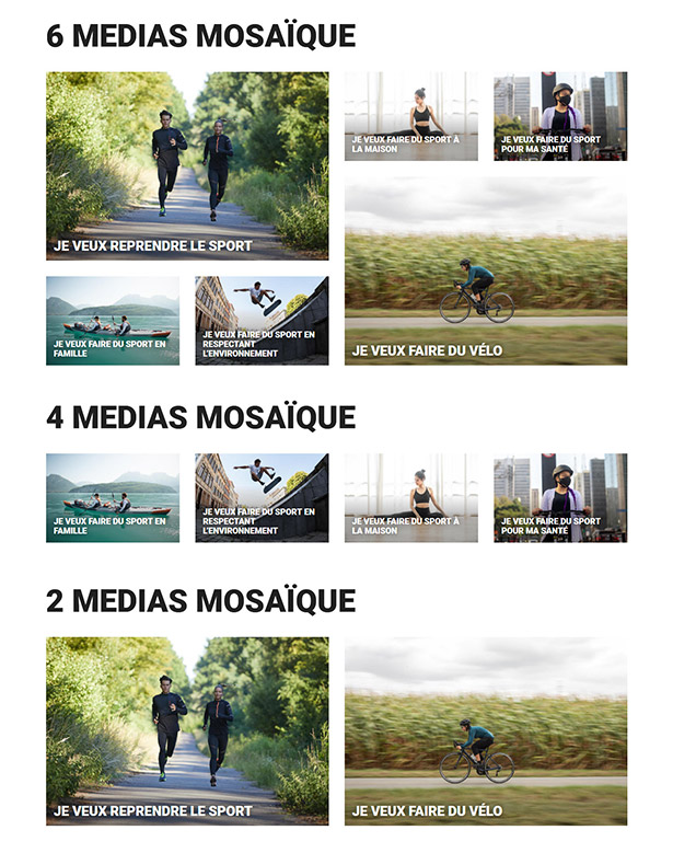 intégration layouts mosaïques desktop